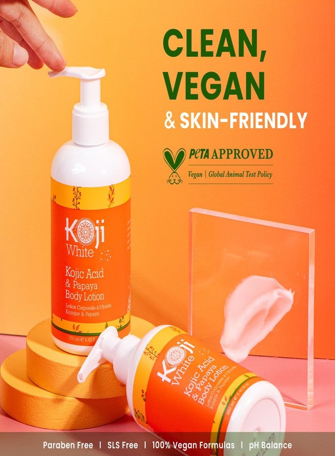 Koji White Kojic Acid & Papaya Body Lotion - Exfoliating, Hydrating, Moisturizing, Skin Care for Sun-Damaged Skin, Vegan, Paraben-Free, 8.45 Fl Oz (1 Bottle) - Image 5